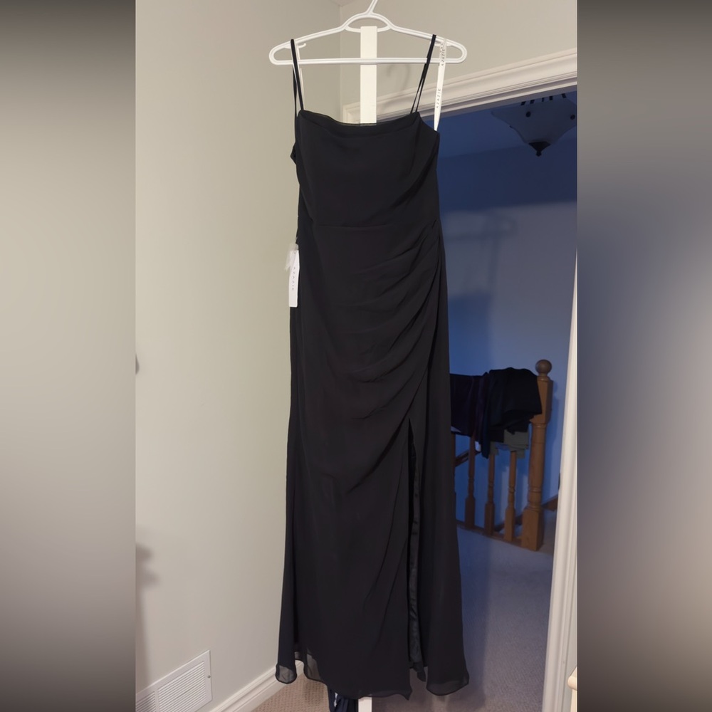 Azazie Leonis bridesmaid dress black size 12